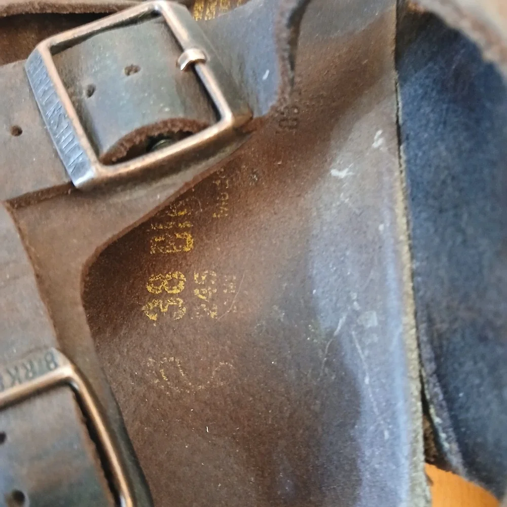 Birkenstock Milano Sandals Mens 38 M5 Brown Leather Triple Strap Slingback